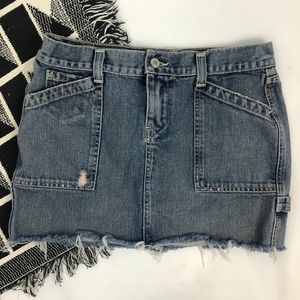 Lucky Brand Denim Skirt Cut Off Distressed Pockets